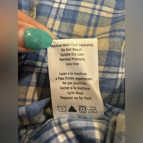 Venado Men’s Flannel Blue Plaid Button Down Shirt Long Sleeve 100% Cotton Large - Picture 10 of 15